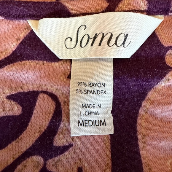 Soma Women's Flowy Long Open Sleeve Midi Dress, Burgundy, Size Medium - Picture 7 of 13